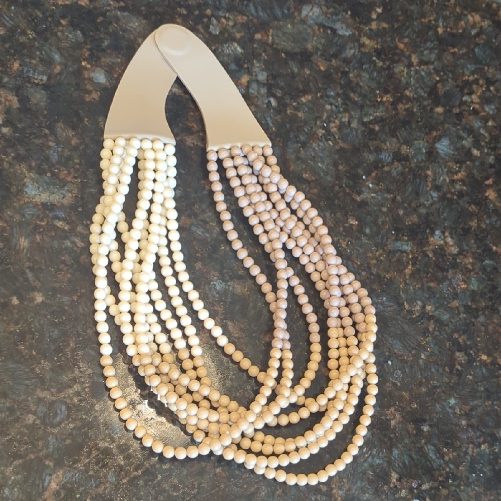 Fairchild Baldwin Rare Beaded Necklace in Cream, Tan & Light Brown